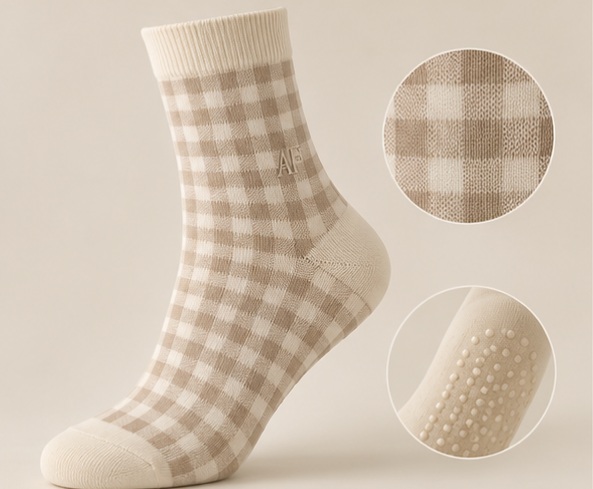The Check Pilates grip sock